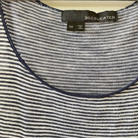 360 Sweater Cotton Racer Back Navy Striped Tank M - Picture 14 of 14